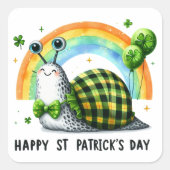 Happy St. Patrick's Day Snail Quadratischer Aufkleber (Vorderseite)