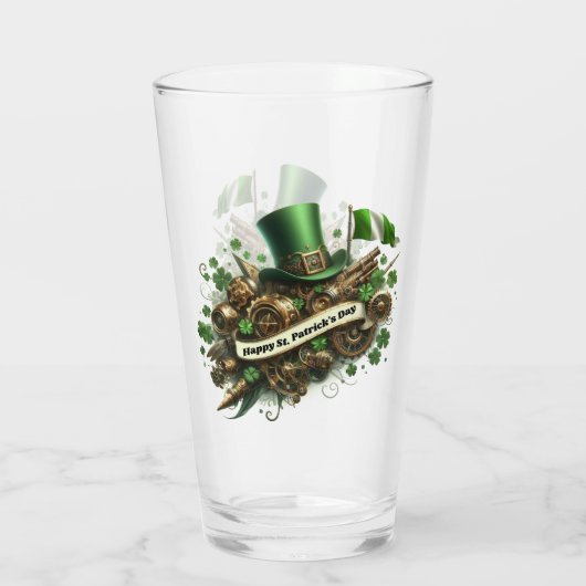Happy St Patricks Day Steampunk Style Glas (Rückseite)