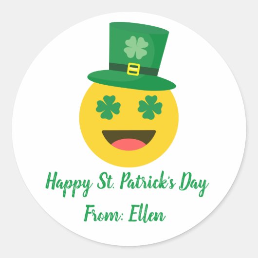 Happy St_. Patricks Day Sticker- EMOJI Runder Aufkleber (Vorderseite)