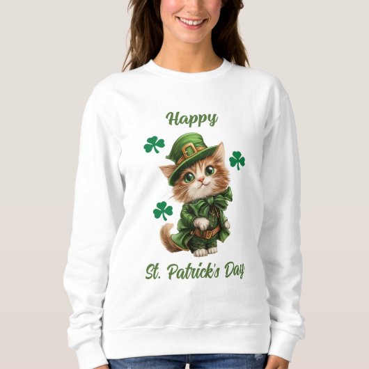 Happy St. Patrick's Day Sweatshirt for Cat Lovers (Vorderseite)