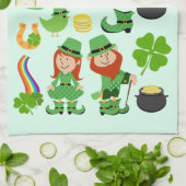 Happy St. Patrick's Day Symbole und Charaktere Geschirrtuch (Gefaltet)