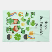 Happy St. Patrick's Day Symbole und Charaktere Geschirrtuch (Horizontal)