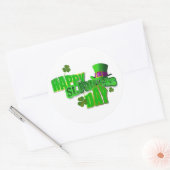 Happy St. Patricks Day Text Runder Aufkleber (Umschlag)