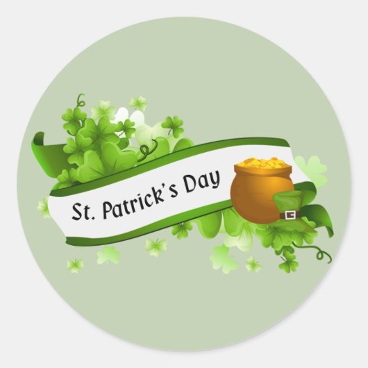 Happy St. Patrick's Day Text und Pot Gold Runder Aufkleber (Vorderseite)
