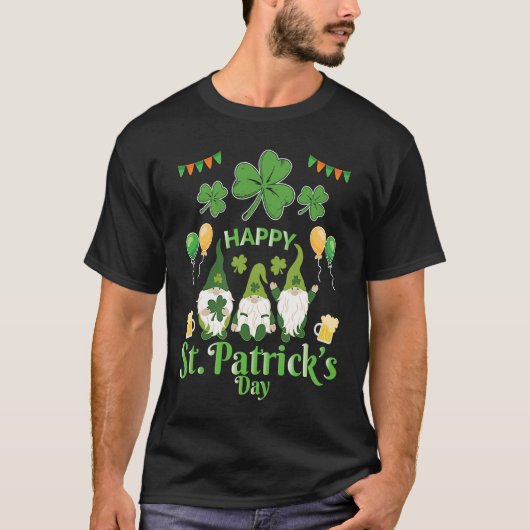 Happy St Patrick's Day Three Gnome Irish Flag Sham T-Shirt (Vorderseite)
