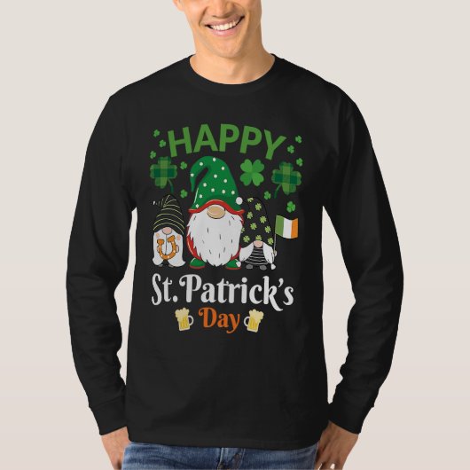 Happy St Patrick's Day Three Gnome Irish Flag Sham T-Shirt (Vorderseite)