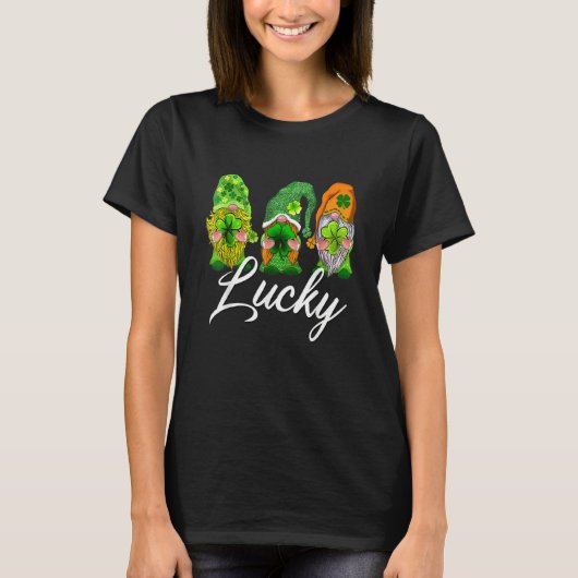 Happy St Patrick's Day Three Gnome Irish Shamrock T-Shirt (Vorderseite)