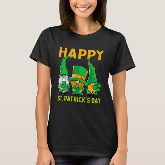 Happy St Patrick's Day Three Gnome Irish Shamrock T-Shirt (Vorderseite)
