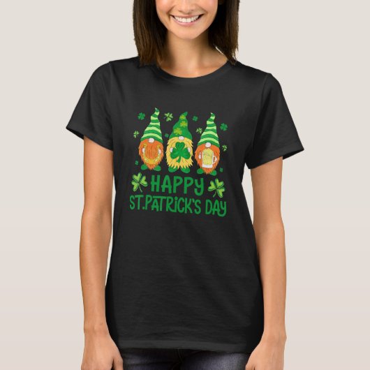 Happy St Patrick's Day Three Gnome Irish Shamrock T-Shirt (Vorderseite)