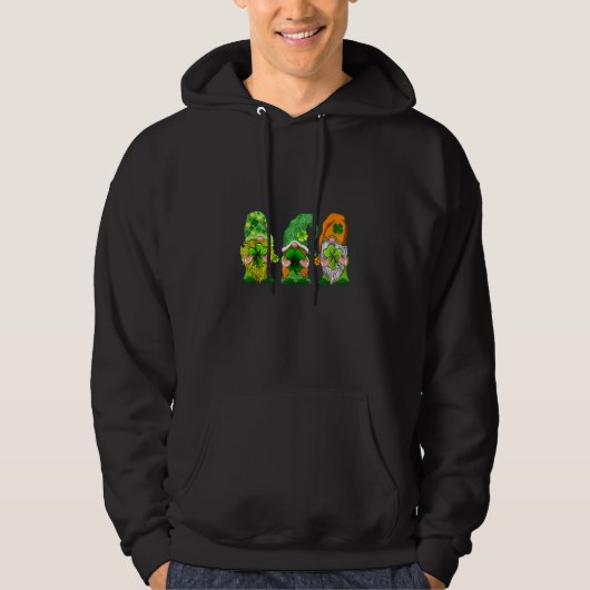 Happy St Patrick's Day Three Gnomes Kleeblatt Hoodie (Vorderseite)