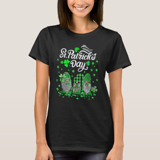 Happy St Patricks Day Three Gnomes Shamrock Essent T-Shirt (Vorderseite)