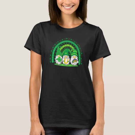 Happy St Patrick's Day Three Gnomes Shamrock Rainb T-Shirt (Vorderseite)