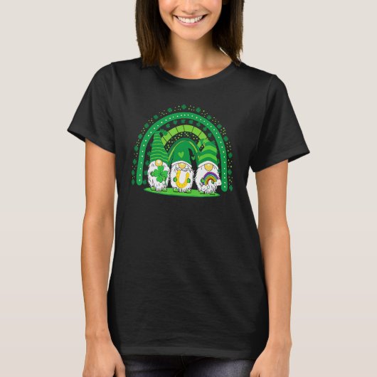 Happy St Patrick's Day Three Gnomes Shamrock Rainb T-Shirt (Vorderseite)