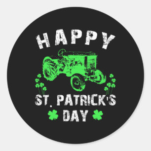 Happy St Patrick's Day Traktor Funny Toddler Boys Runder Aufkleber