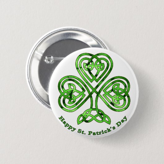 Happy St. Patrick's Day Trinity Clover Button (Vorne & Hinten)