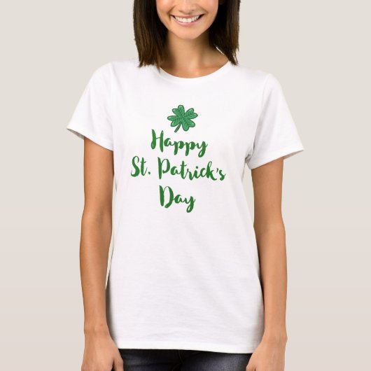 Happy St Patrick's Day Typografy w/Kleeblatt T-Shirt (Vorderseite)