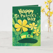Happy St. Patrick's Day und Koboldhut Karte (Gelbe Blume)