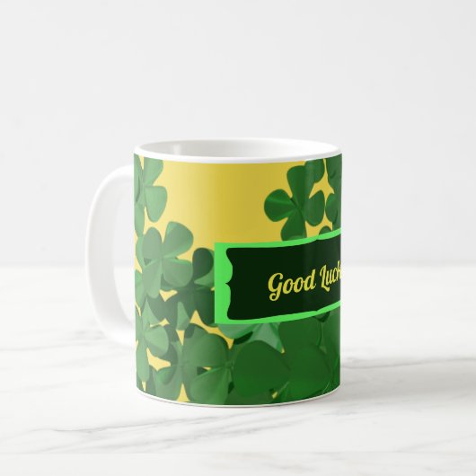 Happy St Patrick's Day und Viel Glück Kaffeetasse (Vorderseite Links)