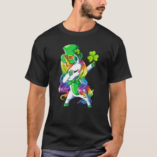 Happy St Patrick's Day Unicorn Face Irish Shamrock T-Shirt (Vorderseite)