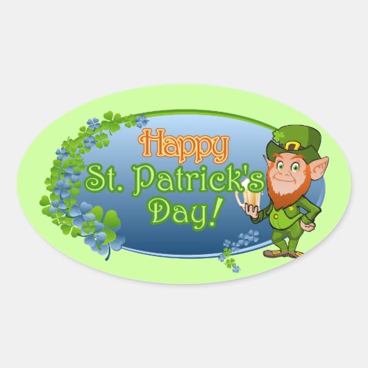 Happy St. Patrick's Day (Ver 2) Ovaler Aufkleber (Vorderseite)
