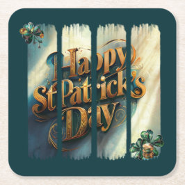 Happy St.Patrick's Day Vertikaler Pinselstrich Rechteckiger Pappuntersetzer