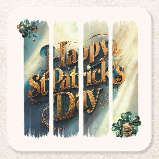 Happy St.Patrick's Day Vertikaler Pinselstrich Rechteckiger Pappuntersetzer (Vorderseite)