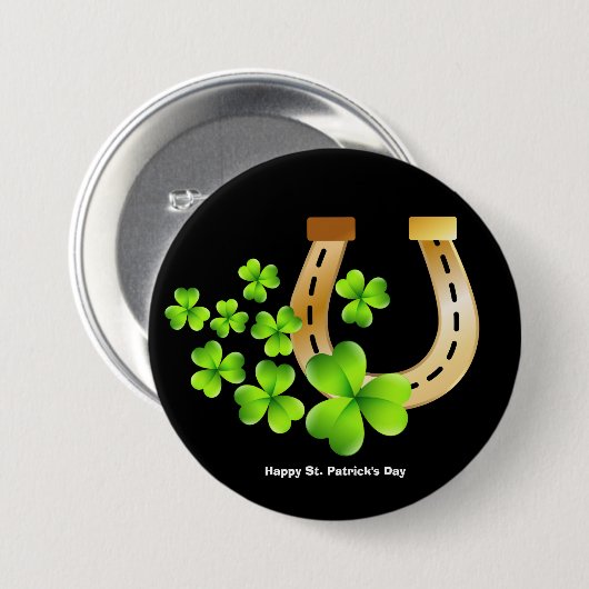 Happy St. Patrick's Day Viel Glück Horse Shoe Button (Vorne & Hinten)