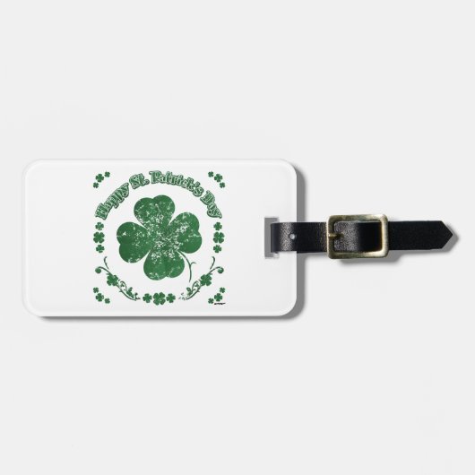 Happy St. Patrick's Day - Vintager Stil Gepäckanhänger (Vorderseite horizontal)