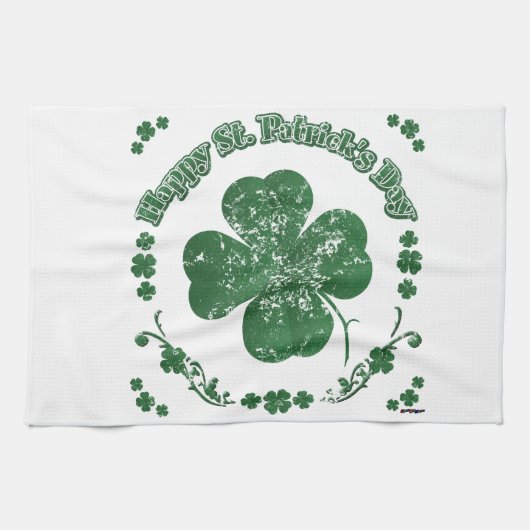 Happy St. Patrick's Day - Vintager Stil Geschirrtuch (Horizontal)