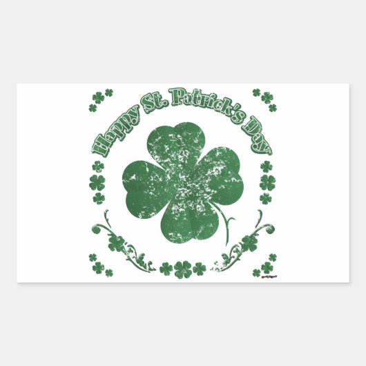 Happy St. Patrick's Day - Vintager Stil Rechteckiger Aufkleber (Vorderseite)
