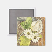 Happy St. Patrick's Day Weiße Blume Magnet (Vorderseite/Rückseite)