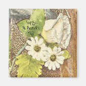 Happy St. Patrick's Day Weiße Blume Magnet (Vorne)