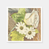 Happy St. Patrick's Day Weiße Blume Serviette (Vorderseite)