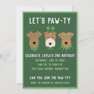 Happy St Patricks Day Welsh Wire Fox Terrier Dogs Einladung