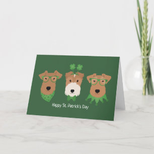 Happy St Patricks Day Welsh Wire Fox Terrier Dogs Feiertagskarte