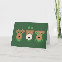 Happy St Patricks Day Welsh Wire Fox Terrier Dogs Feiertagskarte