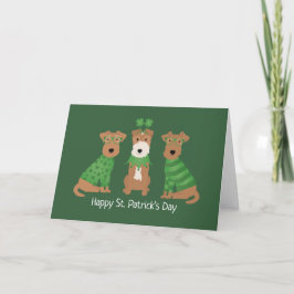 Happy St Patricks Day Welsh Wire Fox Terrier Dogs Feiertagskarte