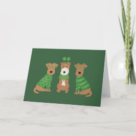Happy St Patricks Day Welsh Wire Fox Terrier Dogs Feiertagskarte