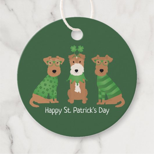 Happy St Patricks Day Welsh Wire Fox Terrier Dogs Geschenkanhänger (Vorderseite)