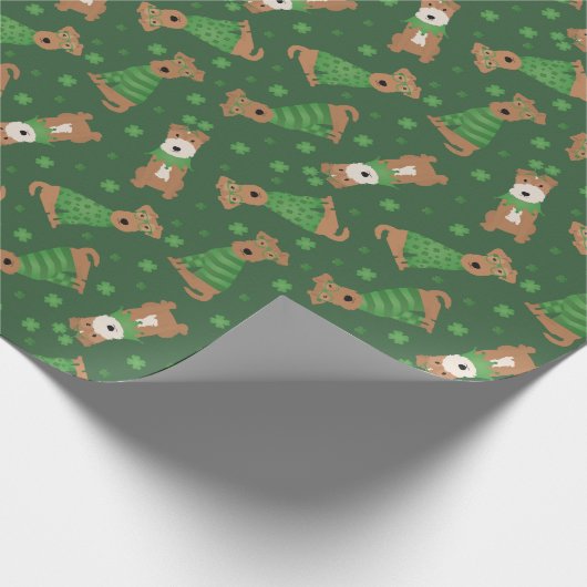 Happy St Patricks Day Welsh Wire Fox Terrier Dogs Geschenkpapier (Ecke)