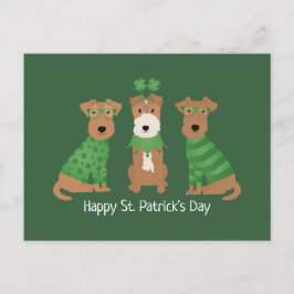 Happy St Patricks Day Welsh Wire Fox Terrier Dogs Postkarte