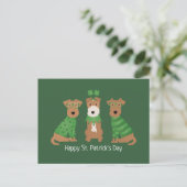 Happy St Patricks Day Welsh Wire Fox Terrier Dogs Postkarte (Stehend Vorderseite)