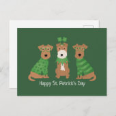 Happy St Patricks Day Welsh Wire Fox Terrier Dogs Postkarte (Vorne/Hinten)