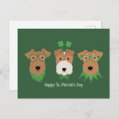 Happy St Patricks Day Welsh Wire Fox Terrier Dogs Postkarte (Vorne/Hinten)