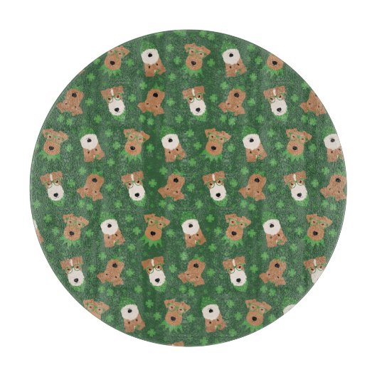 Happy St Patricks Day Welsh Wire Fox Terrier Dogs Schneidebrett (Vorderseite)