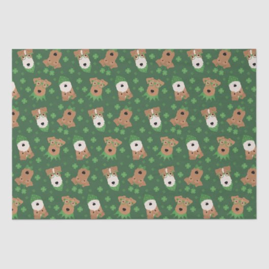 Happy St Patricks Day Welsh Wire Fox Terrier Dogs Seidenpapier (Vorderseite)