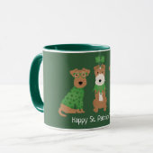 Happy St Patricks Day Welsh Wire Fox Terrier Dogs Tasse (Vorderseite Links)