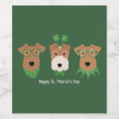Happy St Patricks Day Welsh Wire Fox Terrier Dogs Weinetikett (Einzelnes Label)