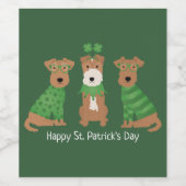 Happy St Patricks Day Welsh Wire Fox Terrier Dogs Weinetikett (Einzelnes Label)
