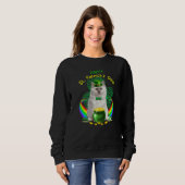Happy St Patricks Day White Cat Leprechaun Hat Sha Sweatshirt (Vorne ganz)